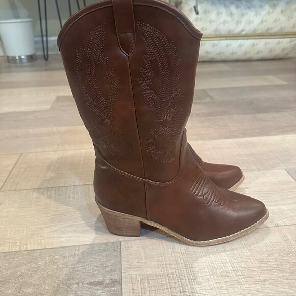 JJ MINEVER WOMENS BROWN WESTERN COWBOY BOOTS 10M - Picture 1 of 9